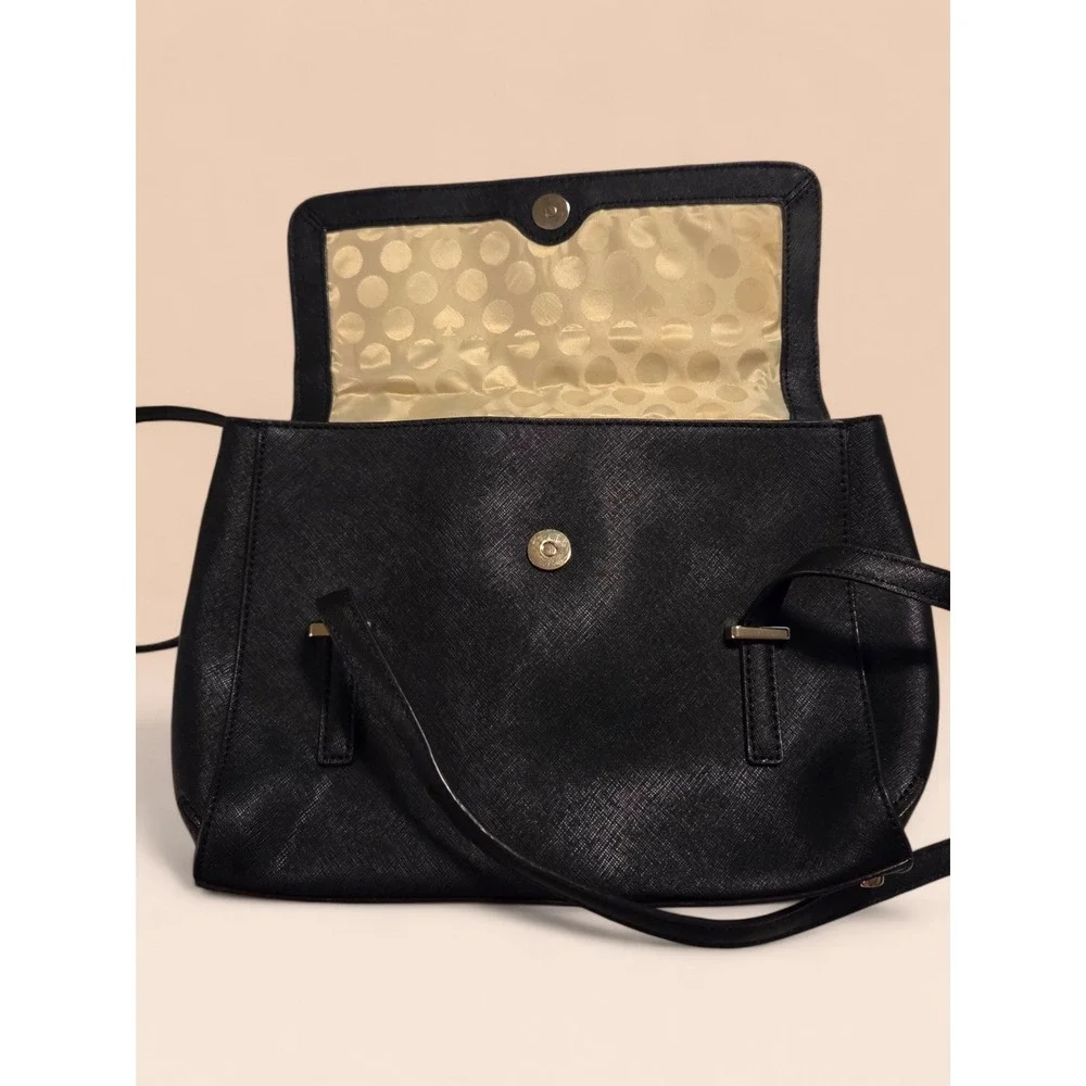 Kate‎ Spade New York Black Saffiano Leather Shoulder Bag Flap Satchel Handbag